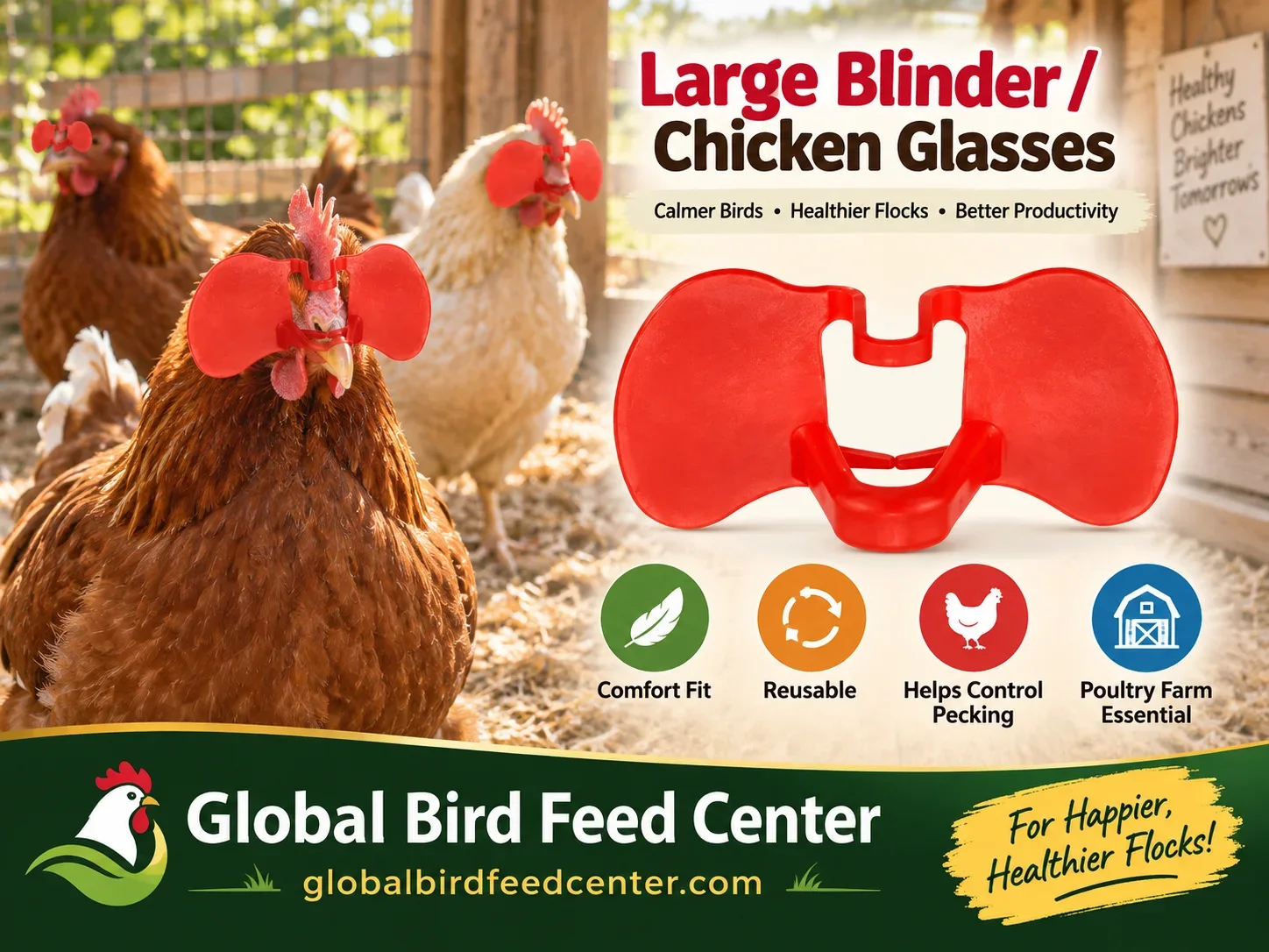 Large Chicken Blinder Glasses for poultry pecking management
