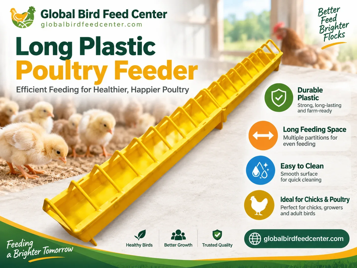 Long Plastic Poultry Feeder