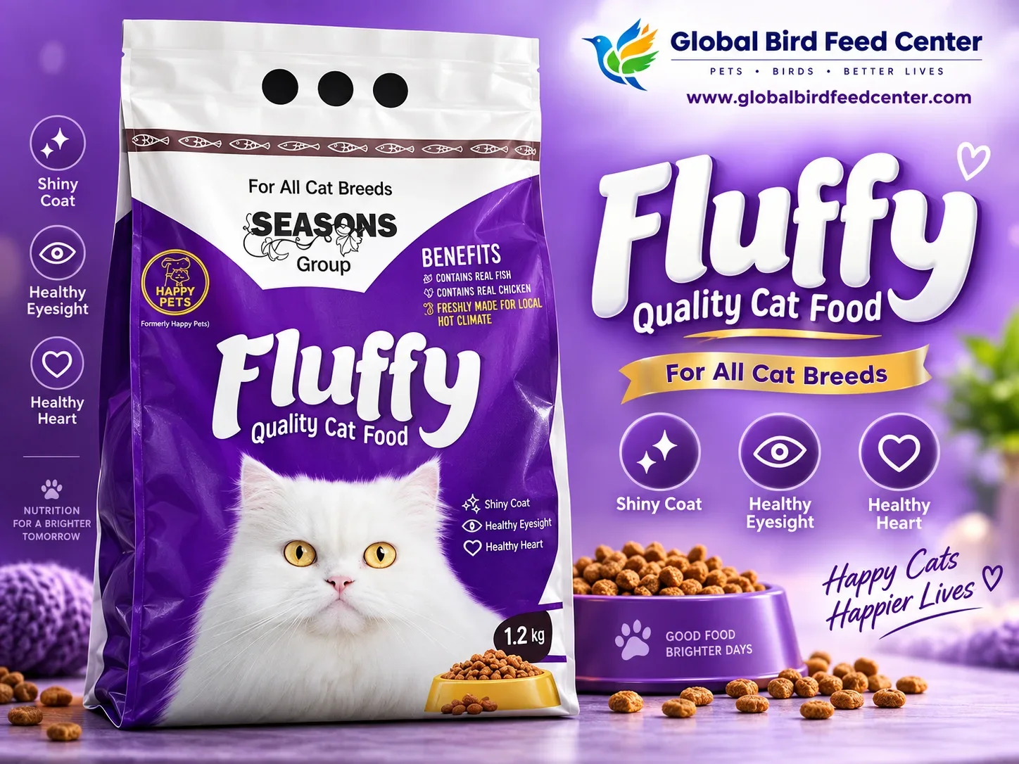 Fluffy Quality Cat Food 1.2kg for all cat breeds