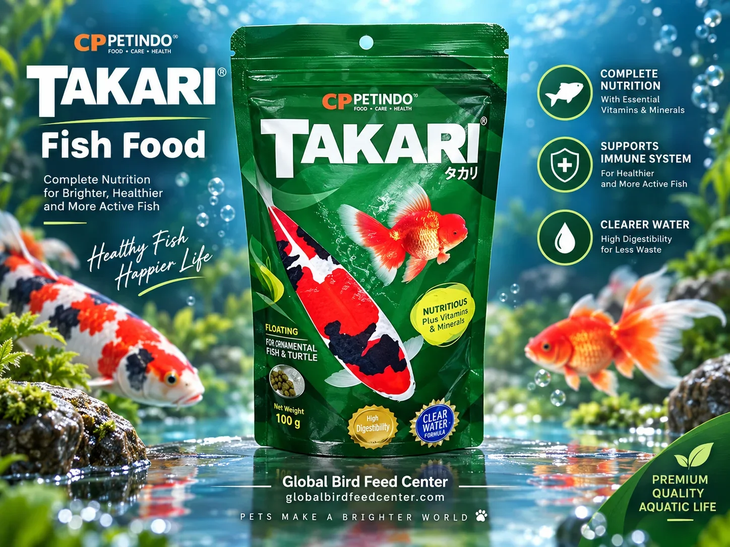 Takari Fish Food 100g for ornamental fish and turtle