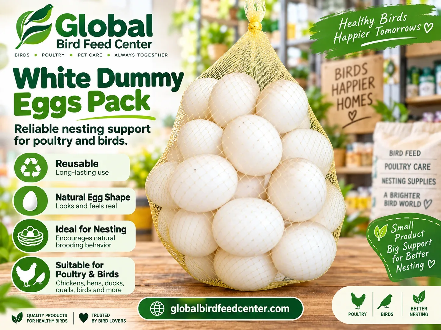 White Dummy Eggs Pack for Poultry and Birds