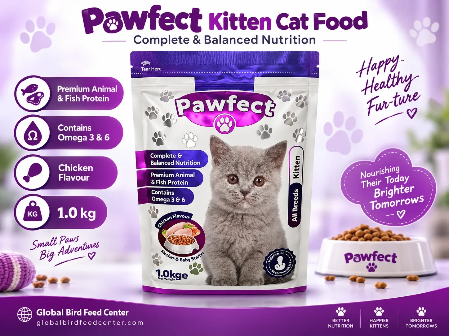 Pawfect Kitten Cat Food 1kg Chicken Flavour