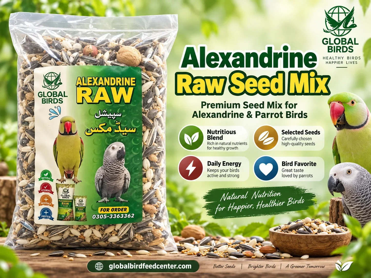Alexandrine Raw Seed Mix for parrots