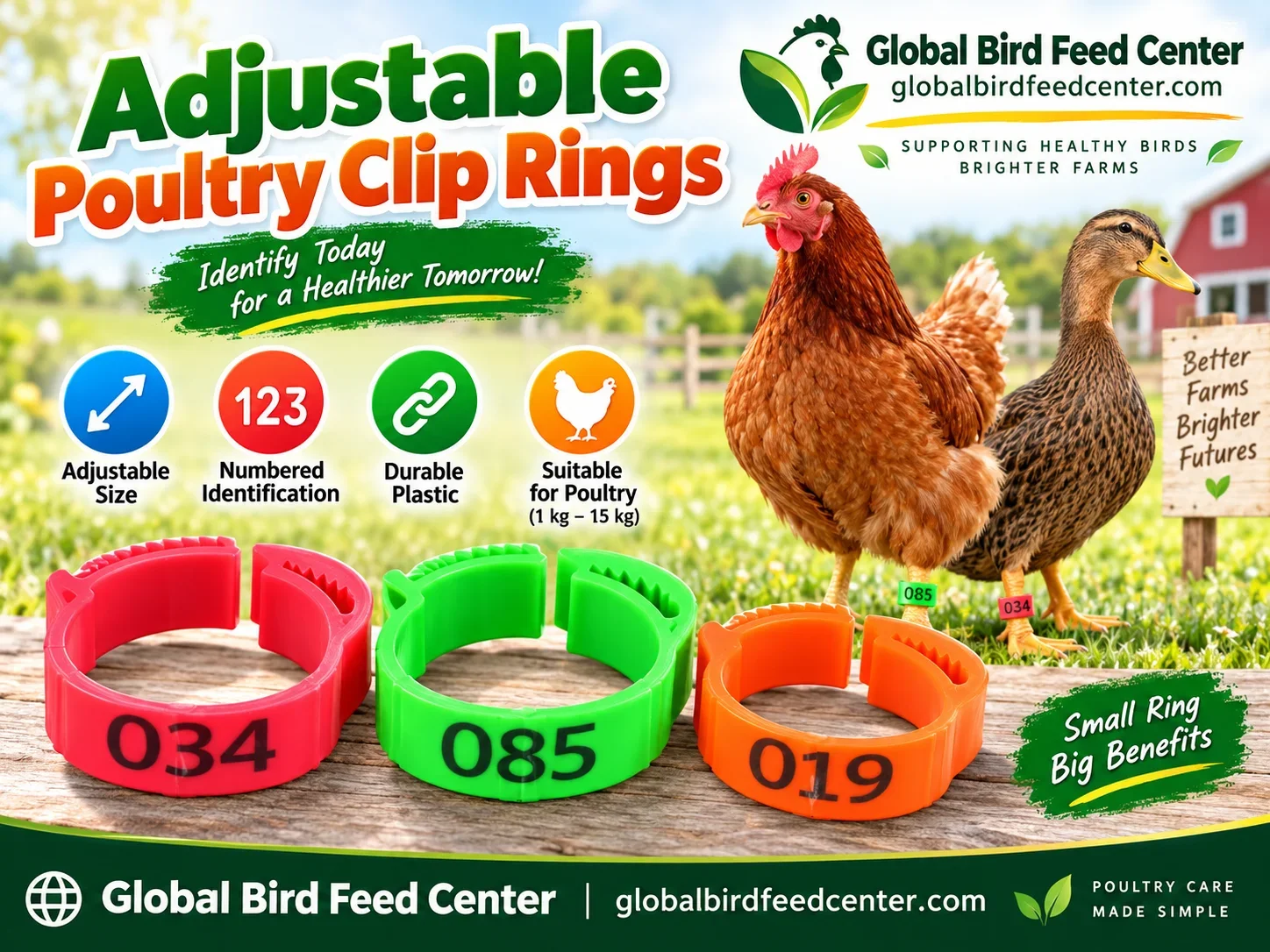 Adjustable Poultry Clip Rings for chicken and duck identification