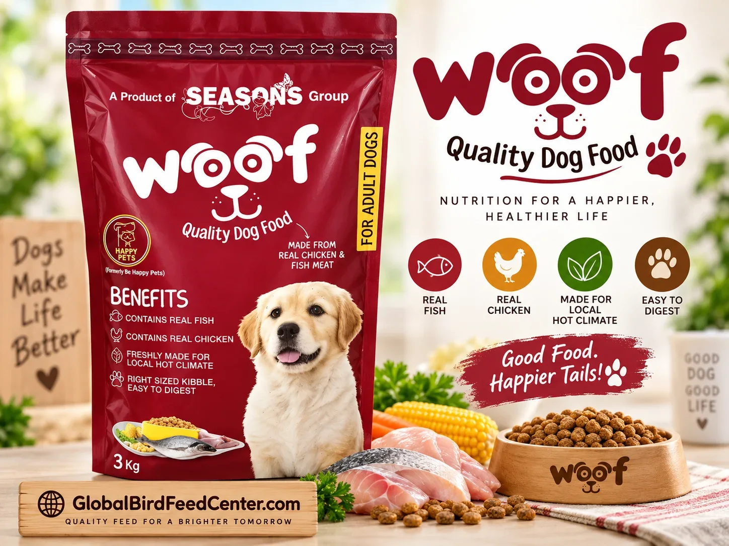 Woof Quality Dog Food 3kg for Adult Dogs