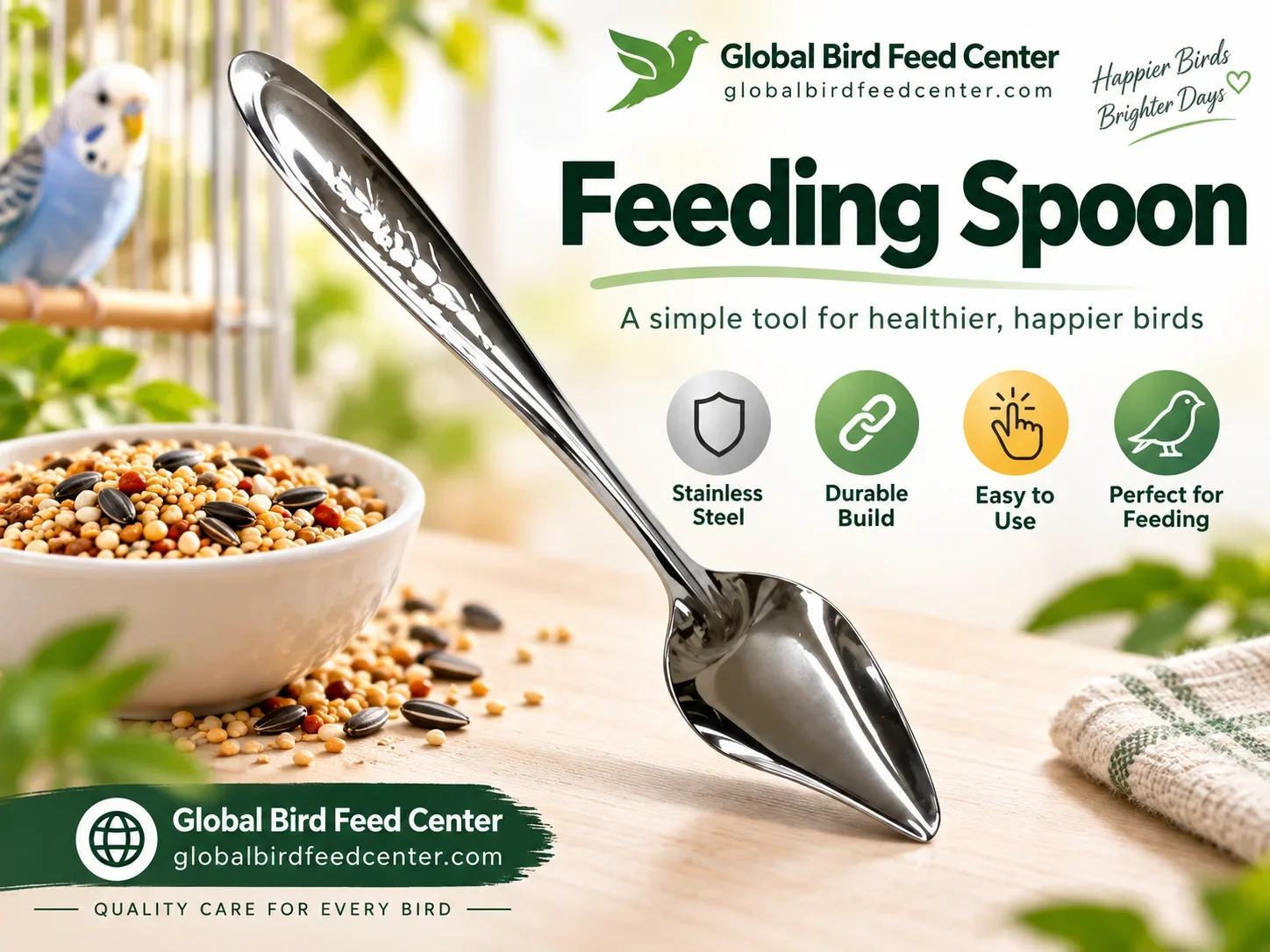 Stainless Steel Bird Feeding Spoon